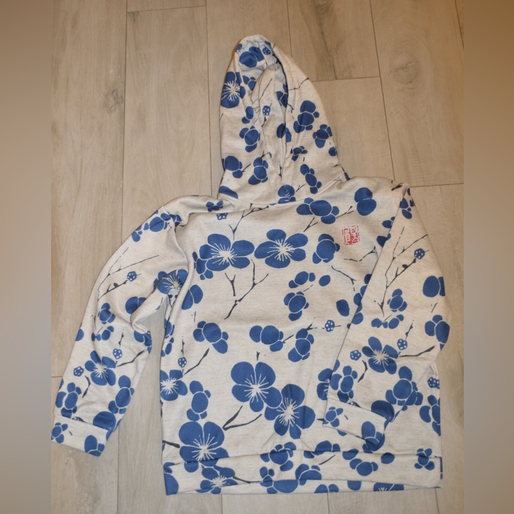 Floral Blue and White Hoodie